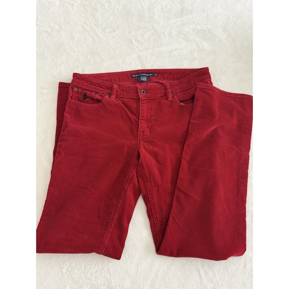 Ralph Lauren Sport Corduroy Pants Womens 12 Red Straight Leg Stretch